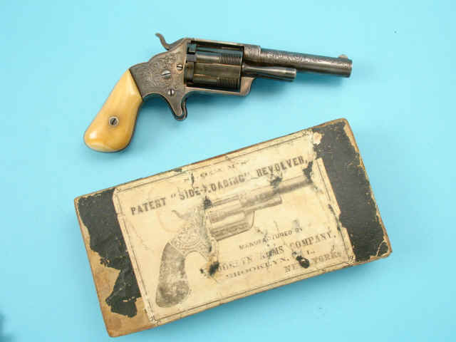 Rare Boxed and Deluxe Engraved Brooklyn Firearms Co. Slocum Pocket Revolver, Silver-Plated with Ivory Grips