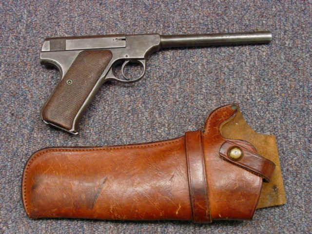 *Colt Woodsman Semi-Automatic Pistol, with Leather Holster