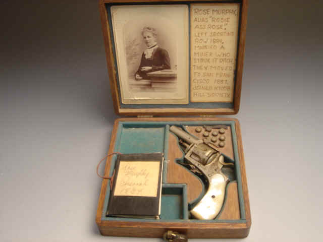 Cased Belgian Pocket Revolver, Diary and Cabinat Photo Attributed to Virginia City Prostitute Rose Murphy