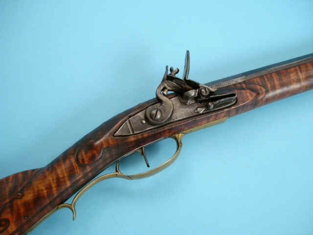 Elegant Relief Carved Kentucky Rifle Attributed to John Bonewitz, Womelsdorf-Reading School, circa 1800