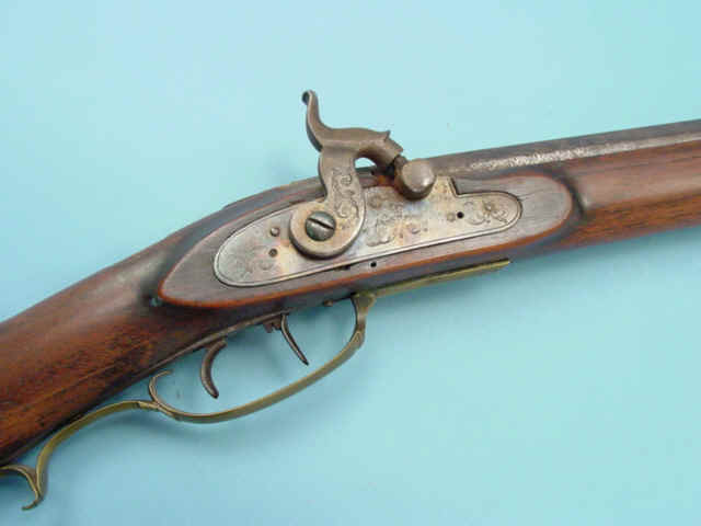 Kentucky Rifle Conversion from Flintlock, with Fine Brass Patchbox, c. 1830