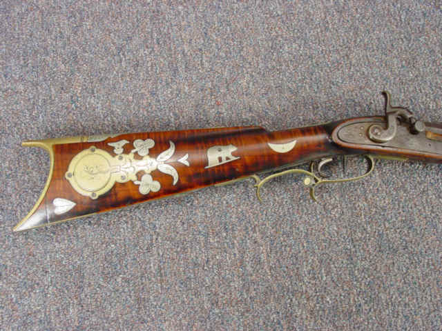 Scarce Deluxe Engraved and Profusely Inlaid Kentucky Halfstock Rifle, by J. Vincent, Barlow Township, Washington County, Ohio, c. 1845